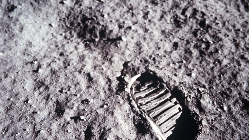 A bootprint on the moon.