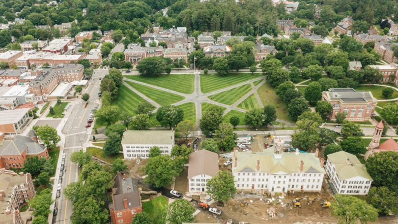 An aerial view of the Dartmouth Green.